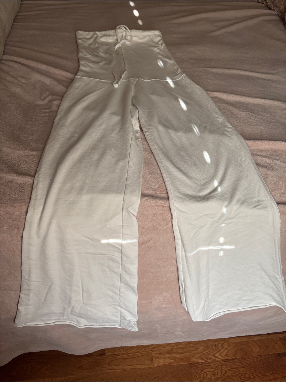 Ralph Lauren Cream High-Waist Wide-Leg Lounge Pants
